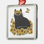 ミッドセンチュリーのヒッピー黒猫 メタルオーナメント (左)