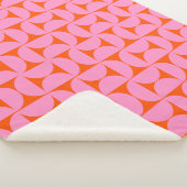 ミッドセンチュリーのピンクとオレンジのパタモダンーン シェルパブランケット (3/4)