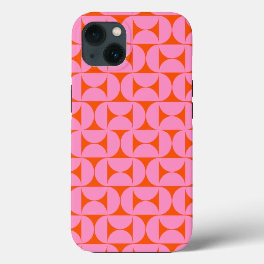 ミッドセンチュリーのピンクとオレンジのパタモダンーン Case-Mate iPhoneケース (裏面)
