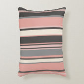 ミッドセンチュリーのピンクとグレーのモダンストライプ アクセントクッション (正面(垂直))