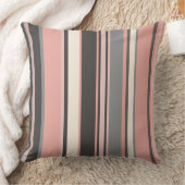 ミッドセンチュリーのピンクとグレーのモダンストライプ クッション (ブランケット)
