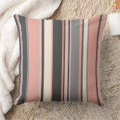 ミッドセンチュリーのピンクとグレーのモダンストライプ クッション (ブランケット)