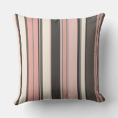 ミッドセンチュリーのピンクとグレーのモダンストライプ クッション (裏面)