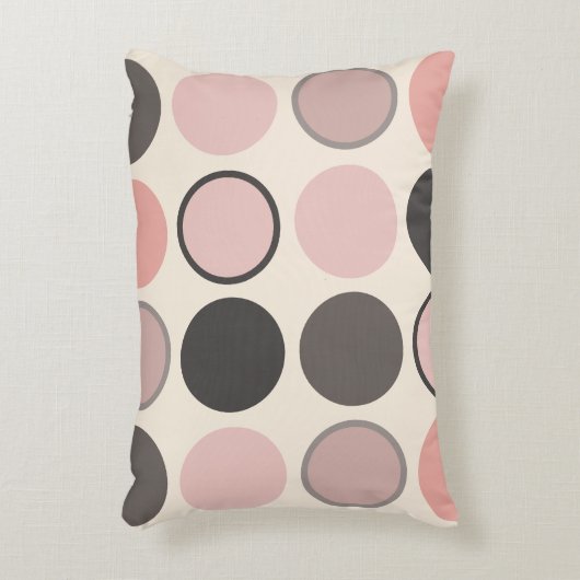 ミッドセンチュリーのピンクとグレーの円モダン アクセントクッション (正面(垂直))