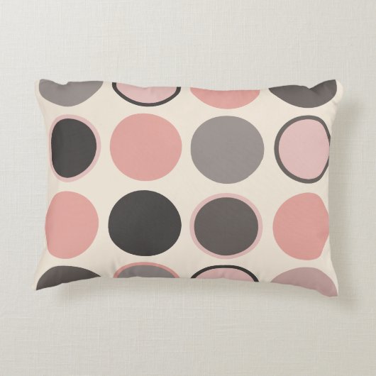 ミッドセンチュリーのピンクとグレーの円モダン アクセントクッション (裏面)
