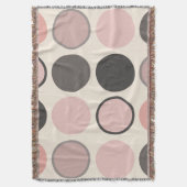 ミッドセンチュリーのピンクとグレーの円モダン スローブランケット (正面縦)