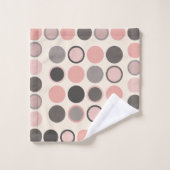 ミッドセンチュリーのピンクとグレーの円モダン バスタオルセット (ウォッシュタオル)