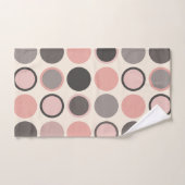 ミッドセンチュリーのピンクとグレーの円モダン バスタオルセット (ハンドタオル)