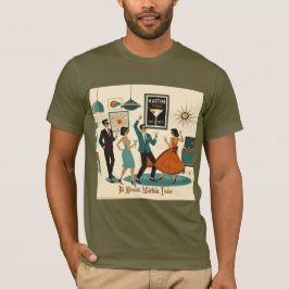 ミッドセンチュリーの原子時代マティーニタイムカクテルパーティー Tシャツ