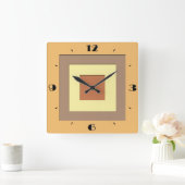 ミッドセンチュリーの層状の正方形 – 地球の中和 スクエア壁時計 (ホーム)