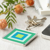 ミッドセンチュリーの層状の正方形 – jade green キーホルダー (側面)