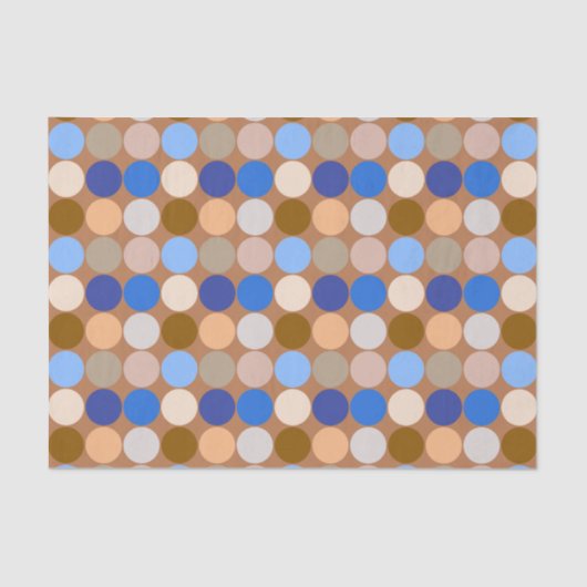 ミッドセンチュリーの巨大なドット、トープ・タン、ベージュ、ブルー 薄葉紙 (正面)