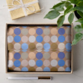 ミッドセンチュリーの巨大なドット、トープ・タン、ベージュ、ブルー 薄葉紙 (ギフト)