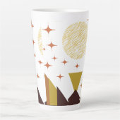 ミッドセンチュリーの幾何学的な風景 カフェラテマグ (正面)