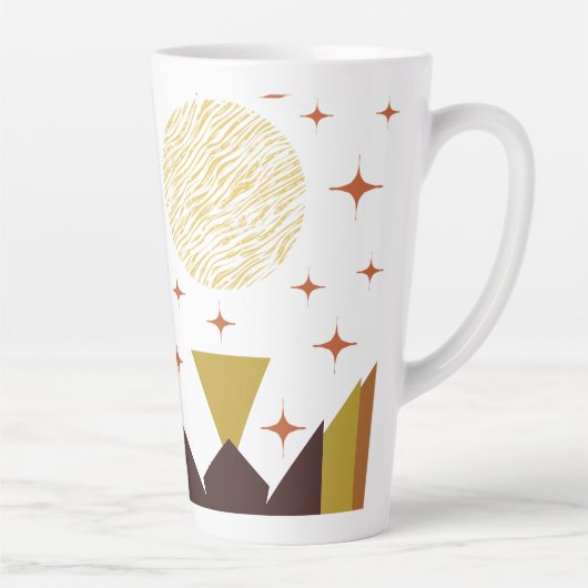 ミッドセンチュリーの幾何学的な風景 カフェラテマグ (右)