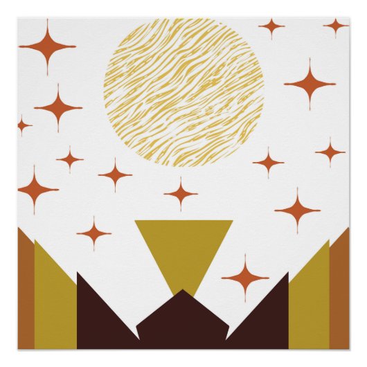 ミッドセンチュリーの幾何学的な風景 ポスター (正面)