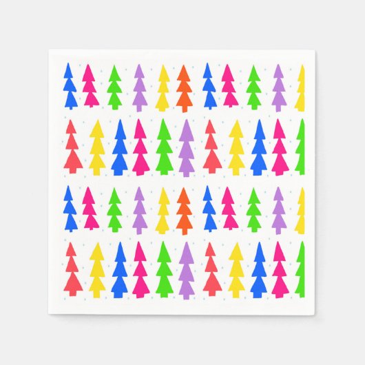 ミッドセンチュリーの数々のクリスマスツリー スタンダードカクテルナプキン (正面)