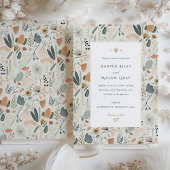 ミッドセンチュリーの植物学的優雅さを纏ったウェディング 招待状