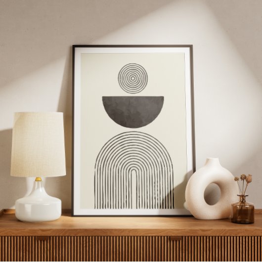 ミッドセンチュリーの水の色のアーチのバランス ポスター