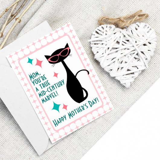 ミッドセンチュリーの猫、ハッピー マザーズデー シーズンカード