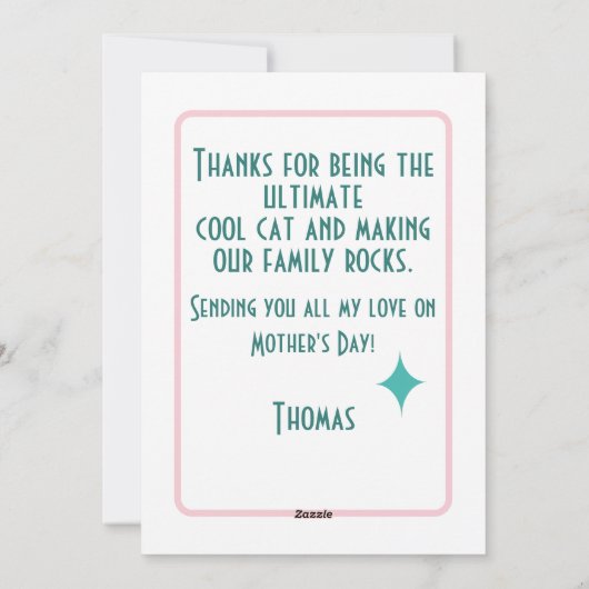 ミッドセンチュリーの猫、ハッピー マザーズデー シーズンカード (裏面)