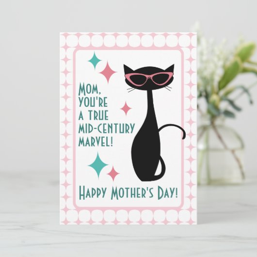 ミッドセンチュリーの猫、ハッピー・マザーズ・デー シーズンカード (スタンド正面)