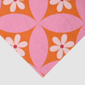 ミッドセンチュリーの白い花ピンクの円パターン 薄葉紙 (詳細)