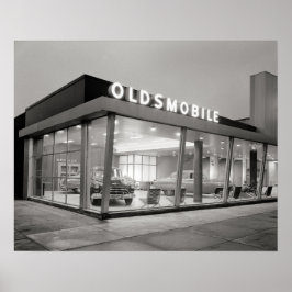 ミッドセンチュリーの自動車販売店、1950年。ヴィンテージ写真 ポスター