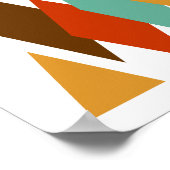 ミッドセンチュリーの青い茶色のダイヤモンドの三角形モダン ポスター (角)