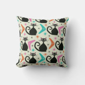 ミッドセンチュリーの黒猫とブーメラン クッション (正面)