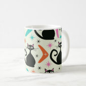 ミッドセンチュリーの黒猫とブーメラン コーヒーマグカップ (正面右)