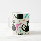 ミッドセンチュリーの黒猫とブーメラン コーヒーマグカップ (正面左)