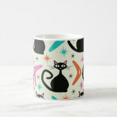 ミッドセンチュリーの黒猫とブーメラン コーヒーマグカップ (中央)