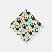 ミッドセンチュリーの黒猫とブーメラン スタンダードカクテルナプキン (角)