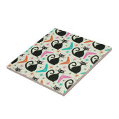 ミッドセンチュリーの黒猫とブーメラン タイル (側面)