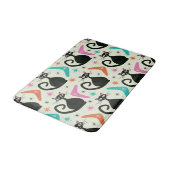 ミッドセンチュリーの黒猫とブーメラン バスマット (アングル)