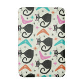 ミッドセンチュリーの黒猫とブーメラン バスマット (正面縦)