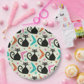 ミッドセンチュリーの黒猫とブーメラン ペーパープレート (パーティー)