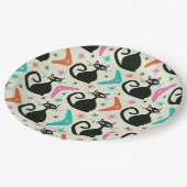 ミッドセンチュリーの黒猫とブーメラン ペーパープレート (アングル)