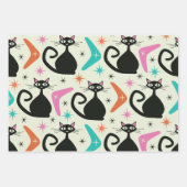 ミッドセンチュリーの黒猫とブーメラン ラッピングペーパーシート (正面2)