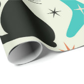 ミッドセンチュリーの黒猫とブーメラン ラッピングペーパー (ロールコーナー)