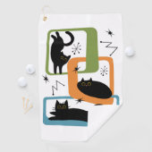 ミッドセンチュリーの黒猫 ゴルフタオル (インサイチュ)