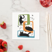 ミッドセンチュリーの黒猫 スタンダードカクテルナプキン (インサイチュ)