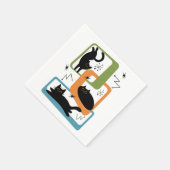 ミッドセンチュリーの黒猫 スタンダードカクテルナプキン (角)