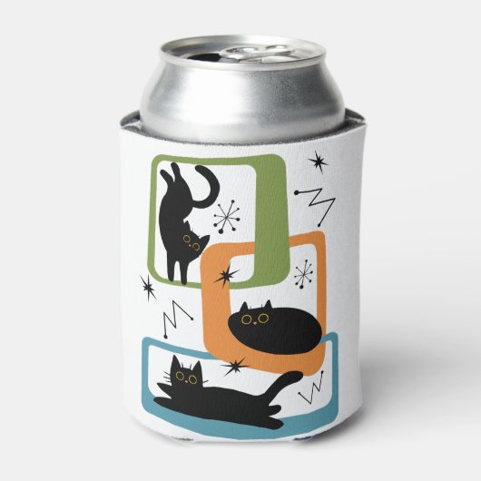 ミッドセンチュリーの黒猫 缶クーラー (缶正面)