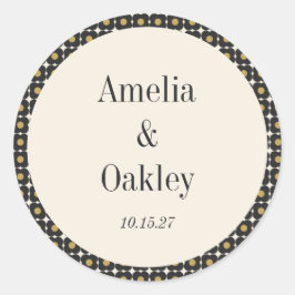 ミッドセンチュリーはっきりしたブラック金ゴールド結婚フローラカスタムズ ラウンドシール