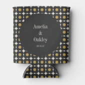 ミッドセンチュリーはっきりしたブラック金ゴールド結婚フローラカスタムズ 缶クーラー (正面)