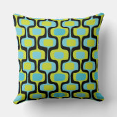 ミッドセンチュリーアクアシャルトリューズ&ブラックレトロパターン クッション (裏面)