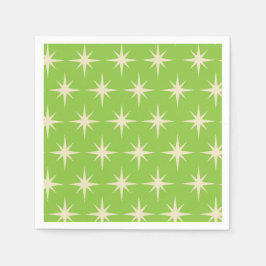 ミッドセンチュリーアトミックスターオンライムグリーンパターン スタンダードカクテルナプキン