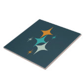 ミッドセンチュリーアトミックスターズダークティール(緑がかった色)アクアオレンジ タイル (側面)